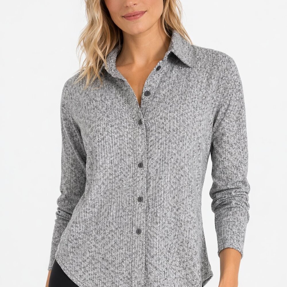 Athleta Braiden Shacket Size XS Pocket Black White Textured Shirt Casual Layer